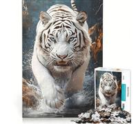 Puzzle da 1000 pezzi per adolescenti "Tigre Bianca Splash" giochi per famiglie attività divertenti da fare a casa collezione d'artista belle arti 38x52cm