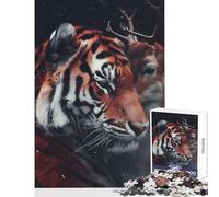 Puzzle da 1000 pezzi per adolescenti Tigre del Bengala Cervo Amore Decorazione per la casa Giocattoli Regalo Compleanno Gioco pratico con poster abbinato e foglio di quiz Dimensioni 50x75cm