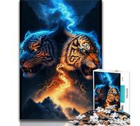 Puzzle da 1000 pezzi per adolescenti Tigre di ghiaccio e fuoco Puzzle da 1000 pezzi, impegnativo e difficile da realizzare, ideale come regalo per tutta la famiglia (dimensioni 38x26cm)