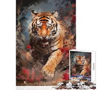 Puzzle da 1000 pezzi per adolescenti Tigre dipinta Vista di uccelli Decorazione per la casa Giocattoli Regali per donne Uomini Gioco educativo Migliorare l'amore tra coppie Dimensioni 38x26cm