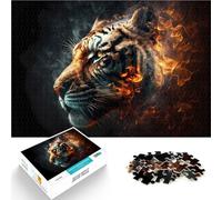 Puzzle da 1000 pezzi per adolescenti Tigre fatta dal fuoco Sfida di gioco educativo giocattolo Giocattoli per la decorazione della casa 52x38cm