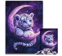Puzzle da 1000 pezzi per adolescenti "Tigre sulla Luna" per regali di decorazione per la casa, giocattolo stimolante per la famiglia, perfetto per le serate di gioco, 26x38cm