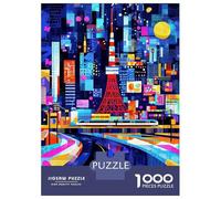 Puzzle Da 1000 Pezzi Per Adolescenti Tokyo Neon Glow - Colorful Geometric Cityscape Puzzle Per Adolescenti Giocattoli Antistress Regalo Di Compleanno, Natale 38x26cm/1000pcs