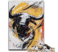 Puzzle da 1000 pezzi per adolescenti Toro nero e oro per età 14+ Quiz Game Attività divertenti a casa, regalo di compleanno, regali di viaggio 50x75cm