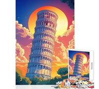 Puzzle da 1000 pezzi per adolescenti Torre di Pisa Tramonto Italia Giocattolo educativo Idee regalo Gioco pratico Collezione di artisti Belle arti Dimensioni 50x75cm