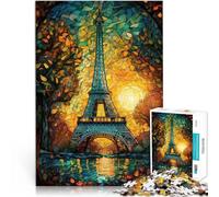 Puzzle da 1000 pezzi per adolescenti Torre Eiffel astratta Sfida di gioco educativo giocattolo con poster abbinato e foglio di quiz 75x50cm