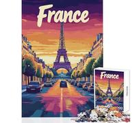 Puzzle da 1000 pezzi per adolescenti Torre Eiffel Tramonto Decorazione per la casa Giocattoli Idee regalo Gioco rompicapo con poster abbinato e foglio di quiz Dimensioni 50x75cm