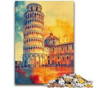Puzzle da 1000 pezzi per adolescenti Torre pendente di Pisa al tramonto Difficile da completare ma divertente e umoristico compleanni e compleanni 50x75cm