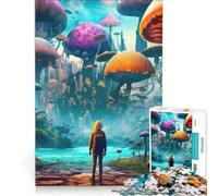 Puzzle da 1000 pezzi per adolescenti torri di funghi fantasy giocattolo decorativo da parete passatempo ideale per le vacanze a casa per rafforzare l'amore tra le coppie 38x52cm