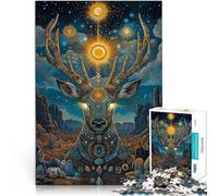 Puzzle da 1000 pezzi per adolescenti Totem del cervo per il giocattolo di sfida del gioco educativo con poster abbinato e foglio di quiz 52x38cm