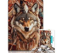 Puzzle da 1000 pezzi per adolescenti Totem Wolf, gioco stimolante e gioco per famiglie con pezzi completamente interconnessi di forma casuale 50x75cm