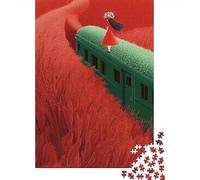 Puzzle Da 1000 Pezzi Per Adolescenti Train Journey Through Red Fields Puzzle Per Adulti Giochi Per Famiglie Decorazione Da Parete Regali Unici Per Compleanno E Natale 38x26cm/1000pcs