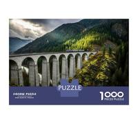 Puzzle Da 1000 Pezzi Per Adolescenti Train on Stone Bridge in Mountains Puzzle Per Adulti Giocattolo Decorazione Da Parete Analisi E Logica Aiutano L'esercizio Del Cervello 70x50cm/1000pcs