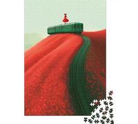 Puzzle Da 1000 Pezzi Per Adolescenti Train Tracks Through Red Flowers Puzzle Per Adulti Giochi Divertenti Migliora La Memoria Regali Unici Per Compleanni E Occasioni Speciali 38x26cm/1000pcs