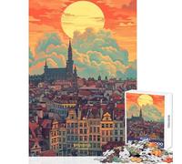 Puzzle da 1000 pezzi per adolescenti tramonto a Bruxelles Belgio giocattolo educativo regalo per compleanni gioco impossibile difficile e impegnativo dimensioni 38x52cm