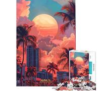 Puzzle da 1000 pezzi per adolescenti tramonto a Miami USA Puzzle da 1000 pezzi decorazione per la casa giocattolo modello da assemblare ideale come regalo per tutta la famiglia (38x26cm)