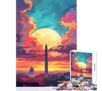 Puzzle da 1000 pezzi per adolescenti Tramonto a Washington DC Giocattoli antistress Regali di Babbo Natale segreto Gioco pratico Interazione genitore-figlio Dimensioni 38x26cm
