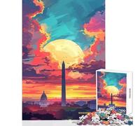 Puzzle da 1000 pezzi per adolescenti Tramonto a Washington DC Giocattoli antistress Regali di Babbo Natale segreto Gioco pratico Interazione genitore-figlio Dimensioni 38x52cm