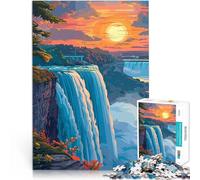 Puzzle da 1000 pezzi per adolescenti Tramonto alle Cascate del Niagara Antistress Sfida difficile Lista dei desideri con Babbo Natale 52x38cm