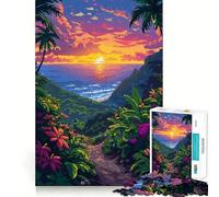 Puzzle da 1000 pezzi per adolescenti,tramonto alle Hawaii,pixel art,bordo pulito,gioco di concentrazione,regalo,gioco di svago,decorazione murale natalizia (38x52cm)