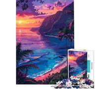 Puzzle da 1000 pezzi per adolescenti tramonto alle Hawaii pixel art gioco rilassante giocattolo avvincente per coltivare la pazienza ottimo regalo sfida impegnativa (dimensioni 50x75cm)