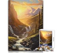 Puzzle da 1000 pezzi per adolescenti Tramonto Cascata nella foresta Passatempo tranquillo e appagante Perfetto incastro Taglio di precisione Dimensioni giocattolo 50x75cm