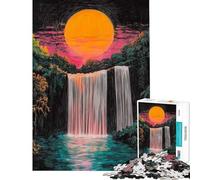 Puzzle da 1000 pezzi per adolescenti tramonto cascata pastelli puzzle da grattare per adulti giochi rilassanti migliora la memoria compleanni e occasioni speciali (dimensioni 38x52cm)