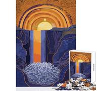 Puzzle da 1000 pezzi per adolescenti Tramonto Cascata Stile Gustav Klimit Giocattolo Decorazione da parete Regali di compleanno Gioco pratico con pezzi completamente ad incastro di forma casuale