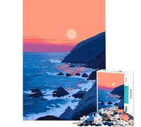 Puzzle da 1000 pezzi per adolescenti tramonto di Big Sur California sfida per l'intelligenza giocattolo avvincente giochi divertenti migliora la memoria opere d'arte regali (dimensioni 38x26cm)