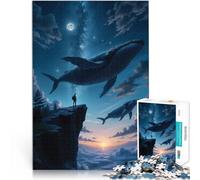 Puzzle da 1000 pezzi per adolescenti Tramonto di fantasia con balene volanti Analisi e logica Adatto per la decorazione del desktop 52x38cm