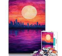 Puzzle da 1000 pezzi per adolescenti Tramonto in città, giocattoli per l'intrattenimento della famiglia, ideali come regalo per tutta la famiglia (38x26cm)
