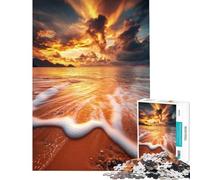Puzzle da 1000 pezzi per adolescenti Tramonto infuocato sulla riva Aiuta ad allenare la mente a sviluppare capacità di analisi e logica Gioco educativo per ragazzi dai 14 anni in su (38x52cm)