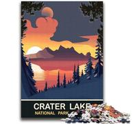 Puzzle da 1000 pezzi per adolescenti Tramonto nel lago del cratere per 14+ Gioco di sfida unico Giochi per famiglie Regali di compleanno di Natale (dimensioni 38x52cm)