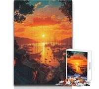Puzzle da 1000 pezzi per adolescenti Tramonto Porto Paesaggio urbano Gioco educativo impossibile Regalo di compleanno (dimensioni 38x26cm)