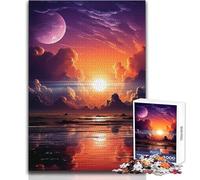 Puzzle da 1000 pezzi per adolescenti Tramonto spettacolare sull'acqua con luna Giocattolo Gioco intellettuale Migliora la memoria Regalo di compleanno Dimensioni 50x75cm
