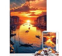 Puzzle da 1000 pezzi per adolescenti Tramonto sul canale nella Venezia immaginaria Giocattolo Decorazione da parete Regali per donne e uomini per gioco educativo Migliora l'amore tra coppie38x52cm