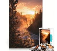 Puzzle da 1000 pezzi per adolescenti, tramonto sul fiume dorato, gioco divertente, allena la mente e la mano, gioco di sfida unico 38x26cm