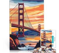 Puzzle da 1000 pezzi per adolescenti Tramonto sul Golden Gate Bridge apprendimento educativo è ideale come regalo per tutta la famiglia 52x38cm