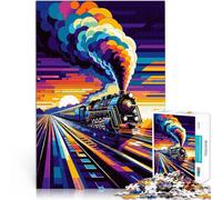 Puzzle da 1000 pezzi per adolescenti tramonto sul treno a vapore wpap Giocattoli educativi Regalo di compleanno, regali, arte murale 75x50cm