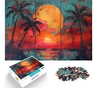 Puzzle da 1000 pezzi per adolescenti Tramonto sull'isola tropicale Antistress Sfida difficile Regalo di compleanno, regali, arte murale 38x26cm