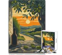 Puzzle da 1000 pezzi per adolescenti Tramonto sull'olio d'oliva, gioco educativo di ragionamento, eventi, dimensioni 50x75cm