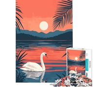Puzzle da 1000 pezzi per adolescenti tramonto tranquillo cigno arte minimalista gioco impossibile giocattolo avvincente per coltivare la pazienza regalo di compleanno decorazione da parete (75x50cm)