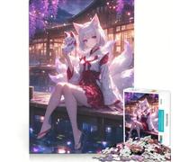 Puzzle da 1000 pezzi per adolescenti "Tranquilla ragazza volpe giapponese" gioco educativo allena la mente e la mano collezione d'artista belle arti 38x26cm