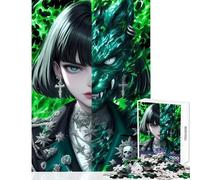Puzzle da 1000 pezzi per adolescenti trasformazione fiamma verde ragazza anime waifu gioco pratico per divertimento in famiglia giocattolo antistress che migliora l'amore tra le coppie (50x75cm)