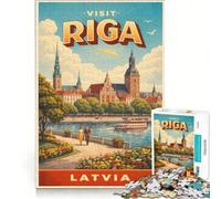 Puzzle da 1000 pezzi per adolescenti Travel Poster Riga | 38x52cm Sfide didattiche di analisi e logica regali per amici e familiari