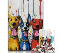 Puzzle da 1000 pezzi per adolescenti tre cani felici puzzle per adulti per giochi educativi giocattoli offerte come regali per tutta la famiglia 26x38cm