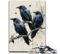 Puzzle da 1000 pezzi per adolescenti Tre corvi neri per età 14+ Gioco a quiz Attività divertenti a casa, regalo di compleanno, regali da viaggio 50x75cm
