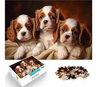 Puzzle da 1000 pezzi per adolescenti Tre cuccioli di Cavalier King Charles Spaniel Difficile e sfidante Migliorare l'amore tra le coppie 38x26cm