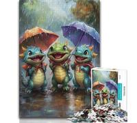 Puzzle da 1000 pezzi per adolescenti, tre dinosauri sotto l'ombrello, puzzle per adulti, ideale come regalo per tutta la famiglia, adatto per bambini dai 14 anni in su (dimensioni 38x26cm)