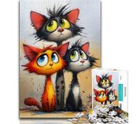 Puzzle da 1000 pezzi per adolescenti, tre gatti, gioco stimolante, ideale come regalo per tutta la famiglia (38x26cm)